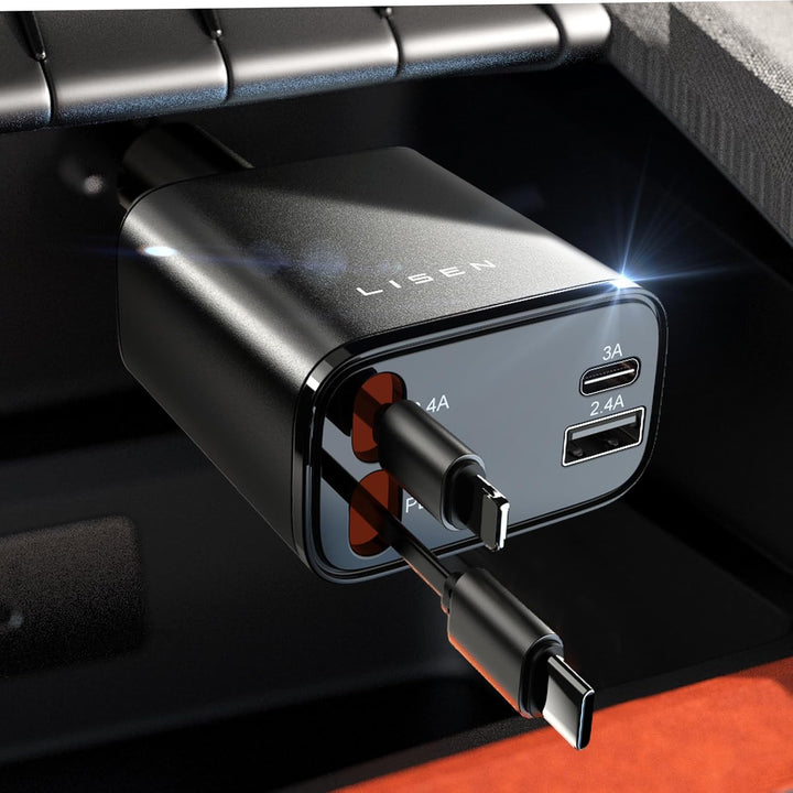 Kihúzható autótöltő 69W USB C