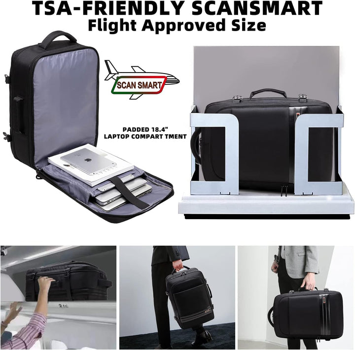 Bővíthető 45L–55L vízálló utazási hátizsák 18"-os laptop rekesszel