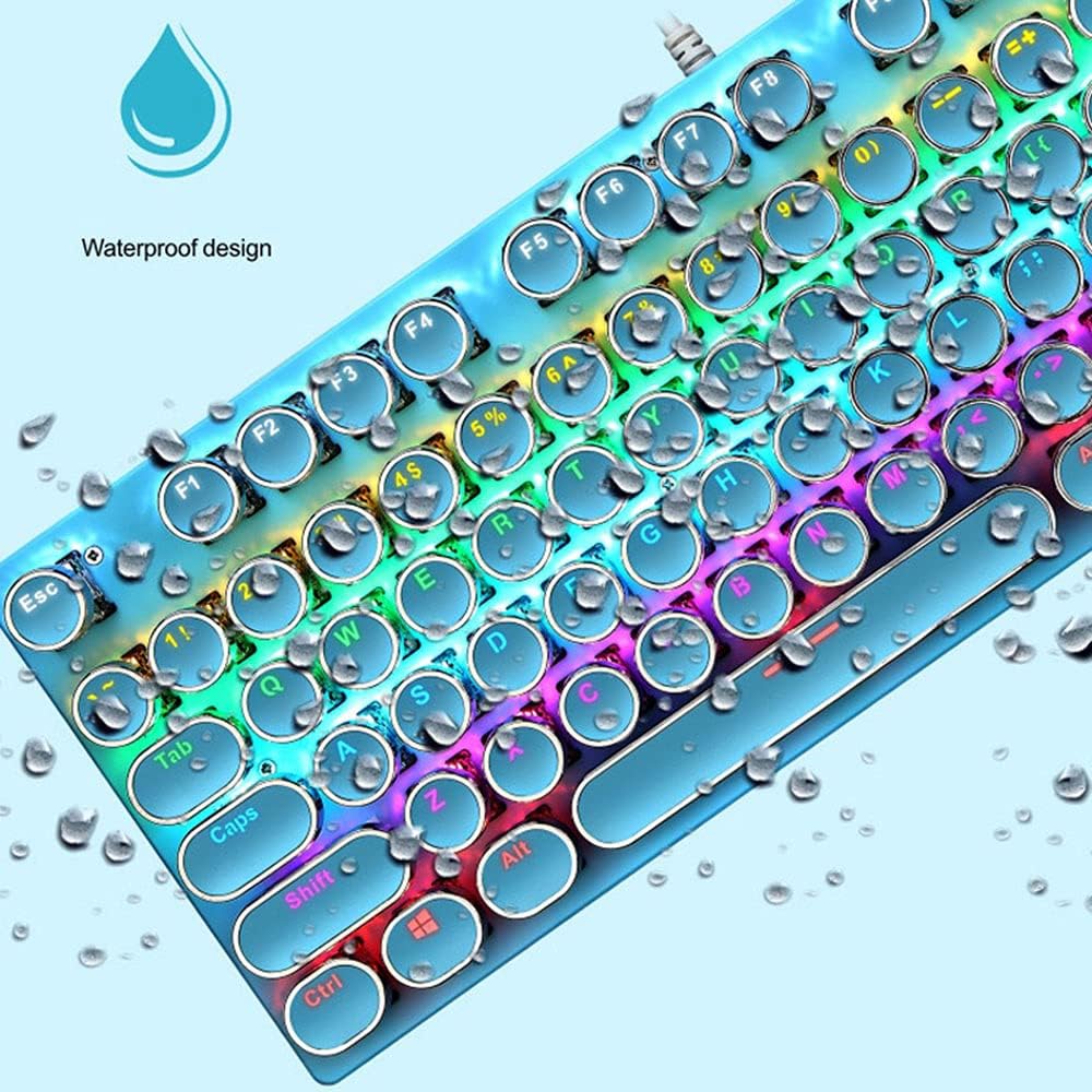 87 billentyűs mechanikus játékbillentyűzet RGB háttérvilágítással, kék kapcsolóval
