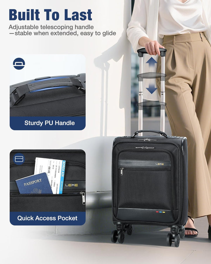 Puha falú, kiterjeszthető kézi poggyász kerekekkel – Könnyű és légitársaság által jóváhagyott