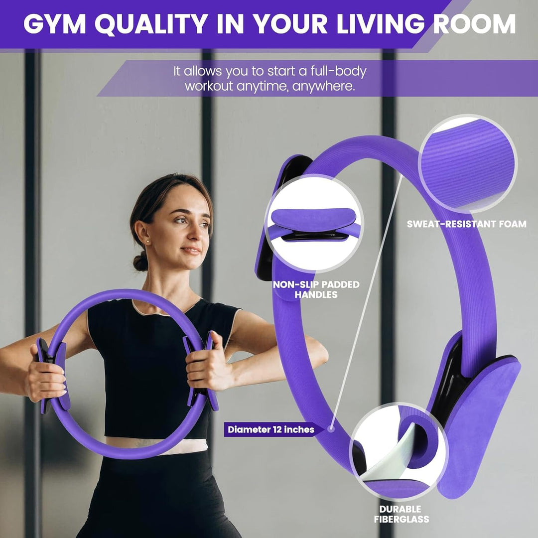 9 darabos otthoni Pilates készlet gyűrűvel, labdával, szalagokkal és csúszásmentes zoknikkal