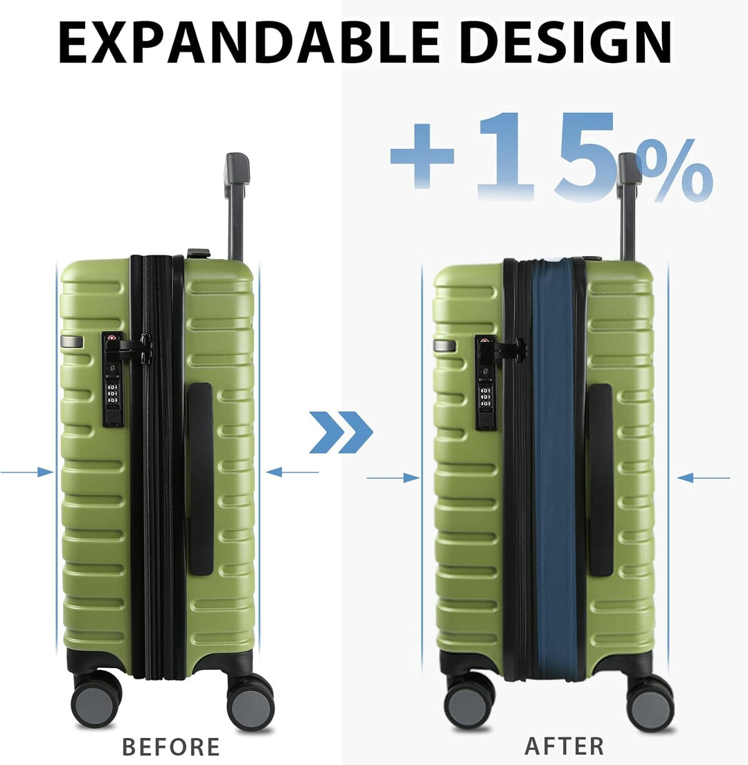 Bővíthető kemény héjú kézipoggyász forgó kerekekkel és TSA zárjal