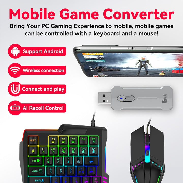 RGB Játékkлинáy és Egér Kombináció – Ergonomikus Vezérlőadapter Készlet – Zyvorn