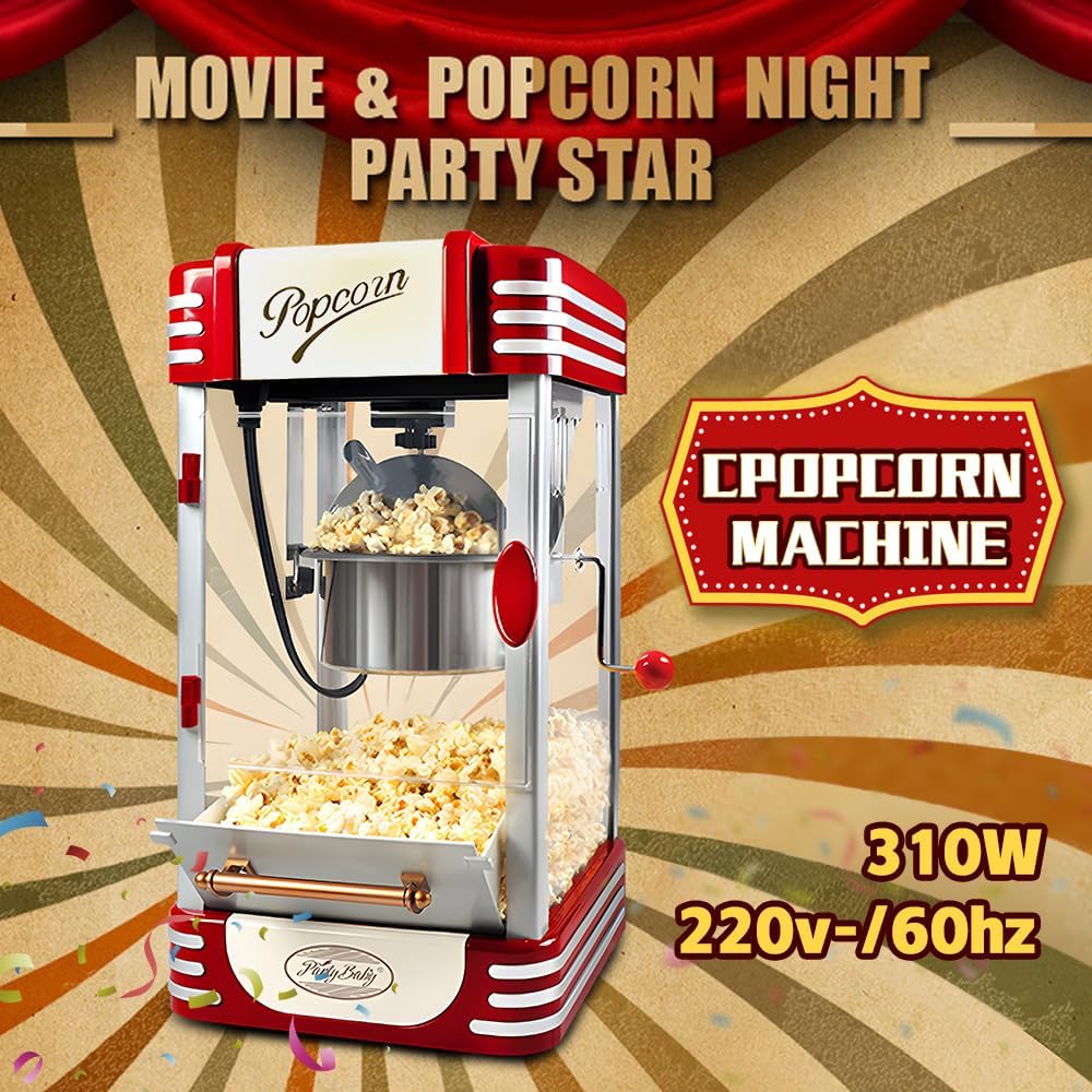 Retro piros elektromos asztali popcorn készítő időzítővel – Calvano