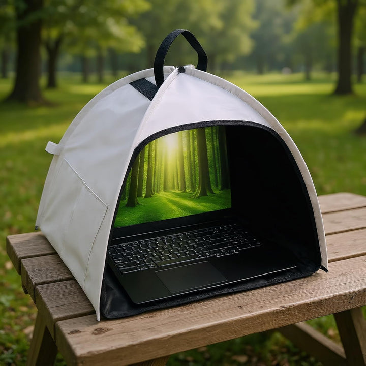 Laptop napernyő – Összecsukható, fényvisszaverő magánéletet védő sátor 13–16" eszközök számára – Travory