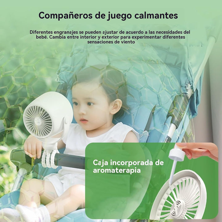 Újratölthető Clip-On Babakocsi Ventilátor Éjjeli Fénnyel 100 Sebesség