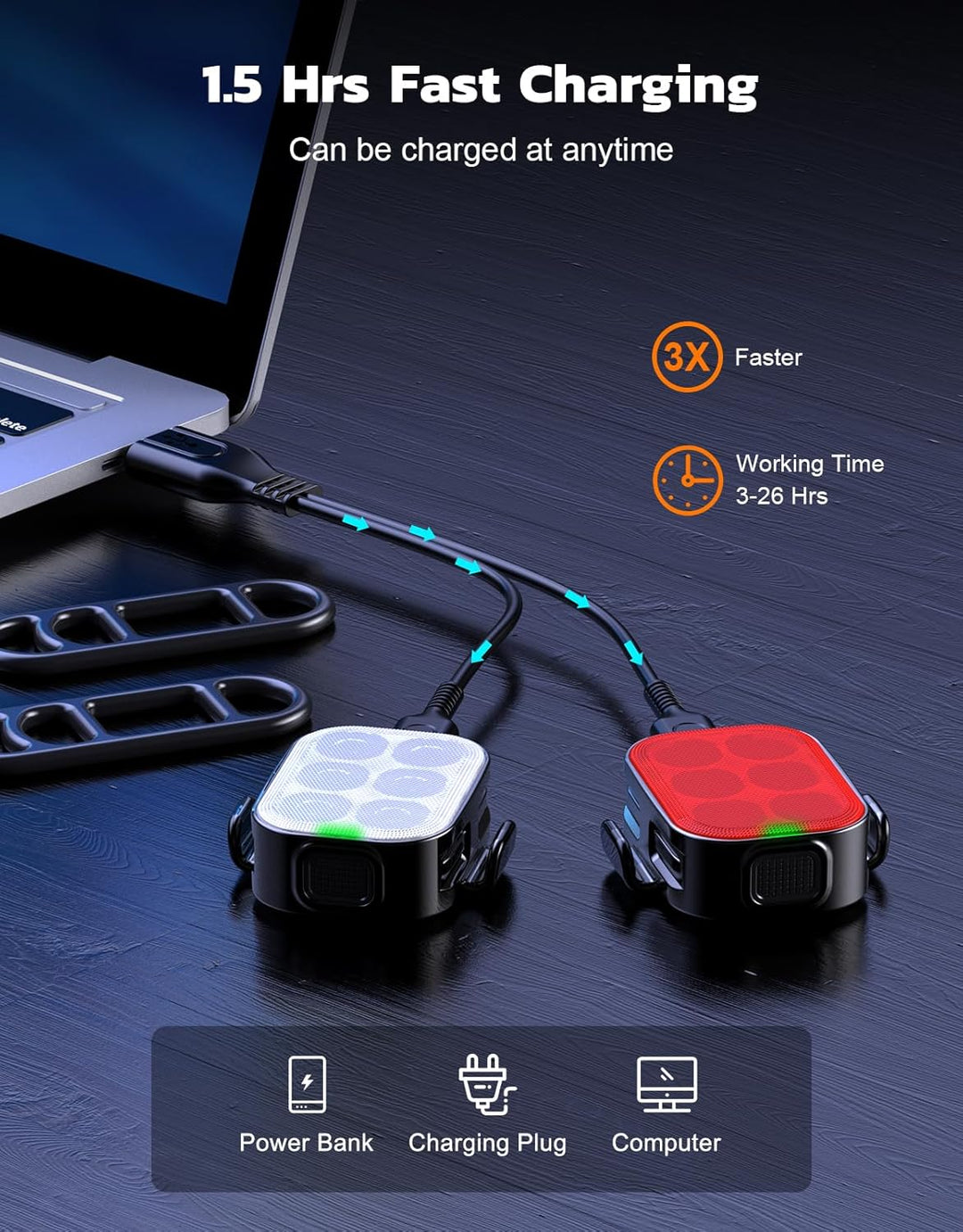 Ultra vékony USB újratölthető kerékpáros világítás készlet 4+6 üzemmóddal – SlimBeam