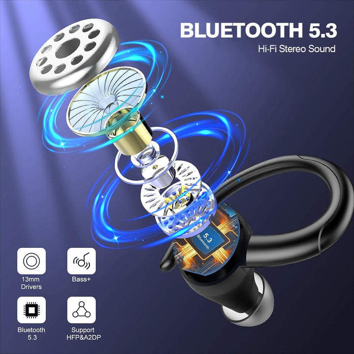 Vezeték nélküli Bluetooth 5.3 Sport Fülhallgató Zajcsökkentéssel és 48 órás Lejátszással – Zeyora