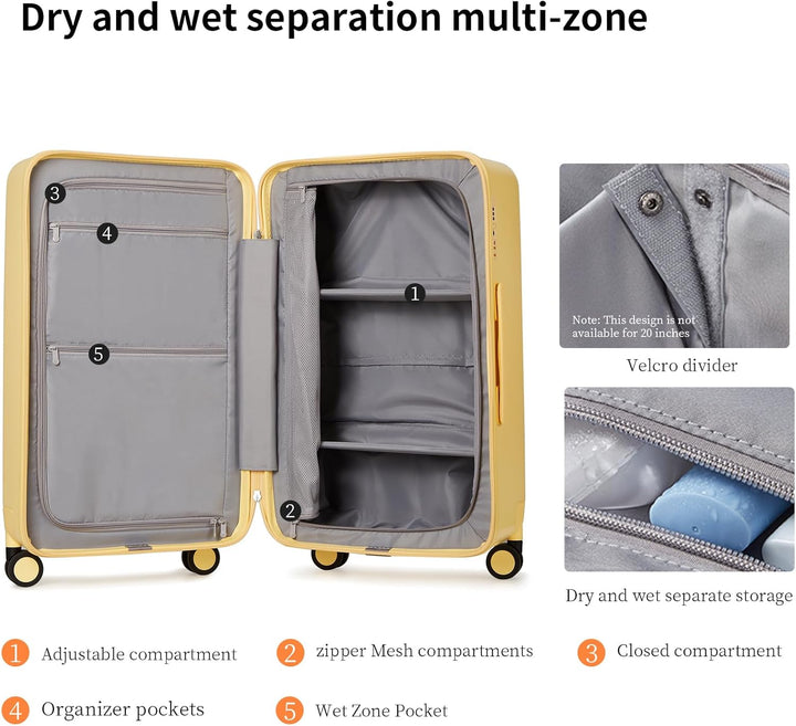 Légitársaság által jóváhagyott 20" kézi poggyász 3:7 elosztással és háromrétegű PC héjjal