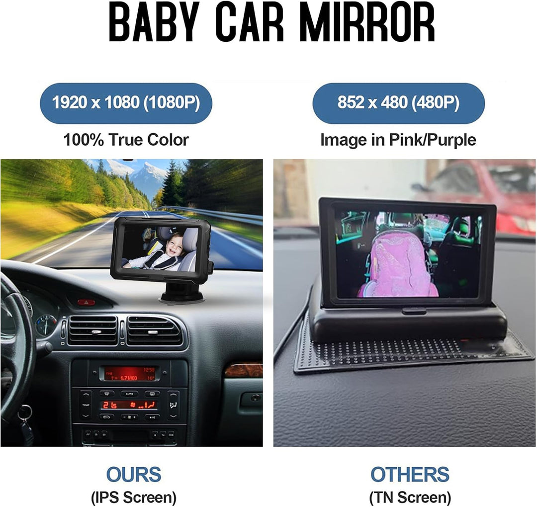 Baba autó tükör 1080P kamerával és 4,3 hüvelykes képernyővel – Solvian