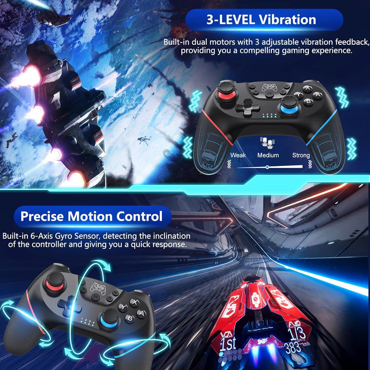 Vezeték nélküli kapcsolóvezérlő Hall effektus joystickokkal és turbo funkcióval – Nexora
