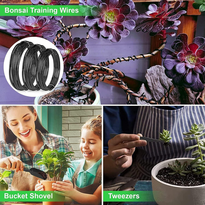 24 darabos Bonsai Fa Ápoló Készlet magas széntartalmú acél szerszámokkal és PU bőr táskával – Sevora