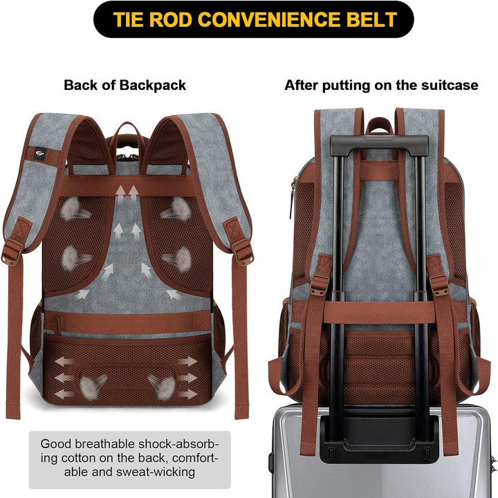 Lopásgátló vászon laptop és utazó hátizsák USB porttal – 17,3 hüvelykig illeszkedik