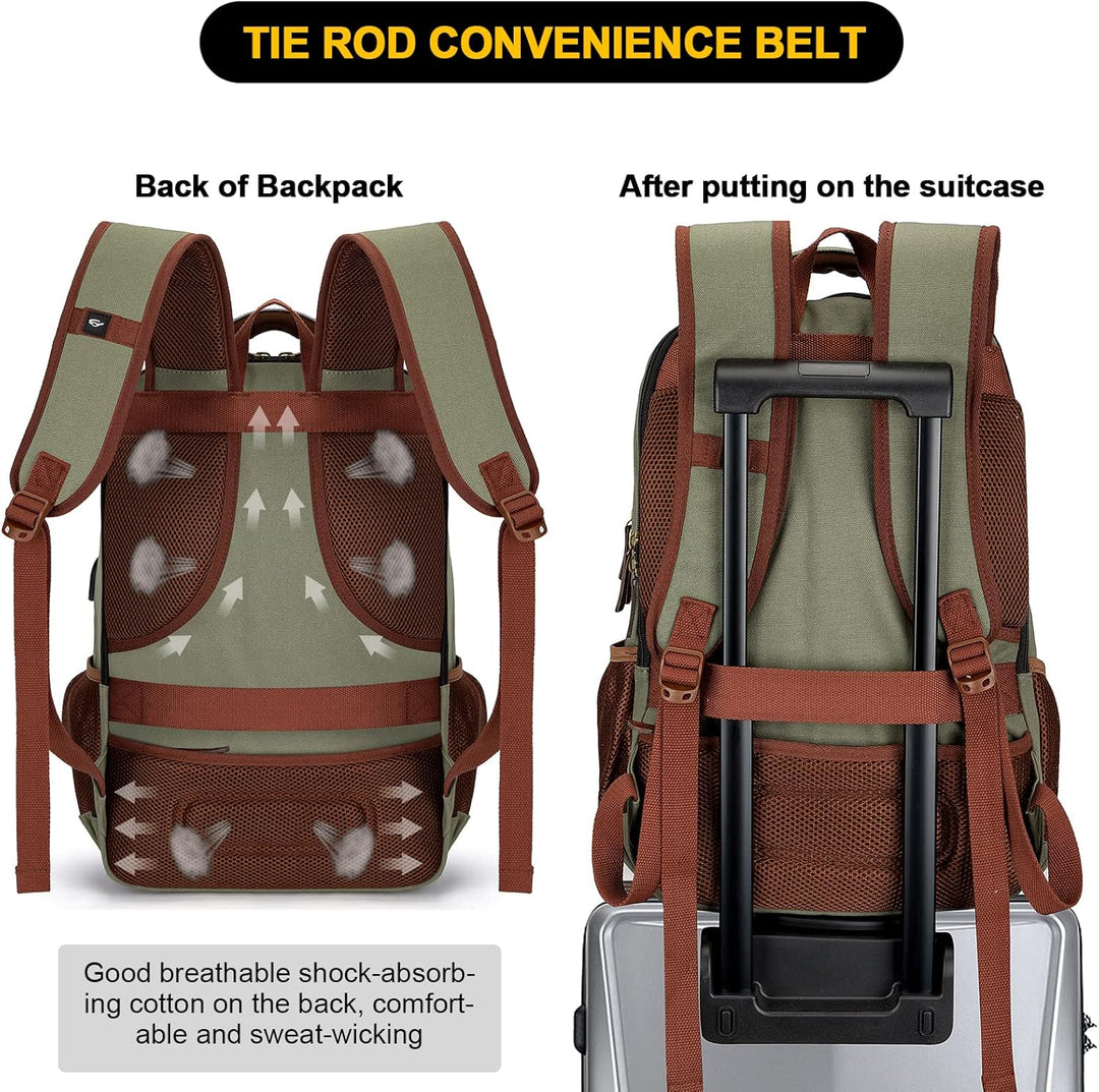 Lopásgátló vászon laptop és utazó hátizsák USB porttal – 17,3 hüvelykig illeszkedik