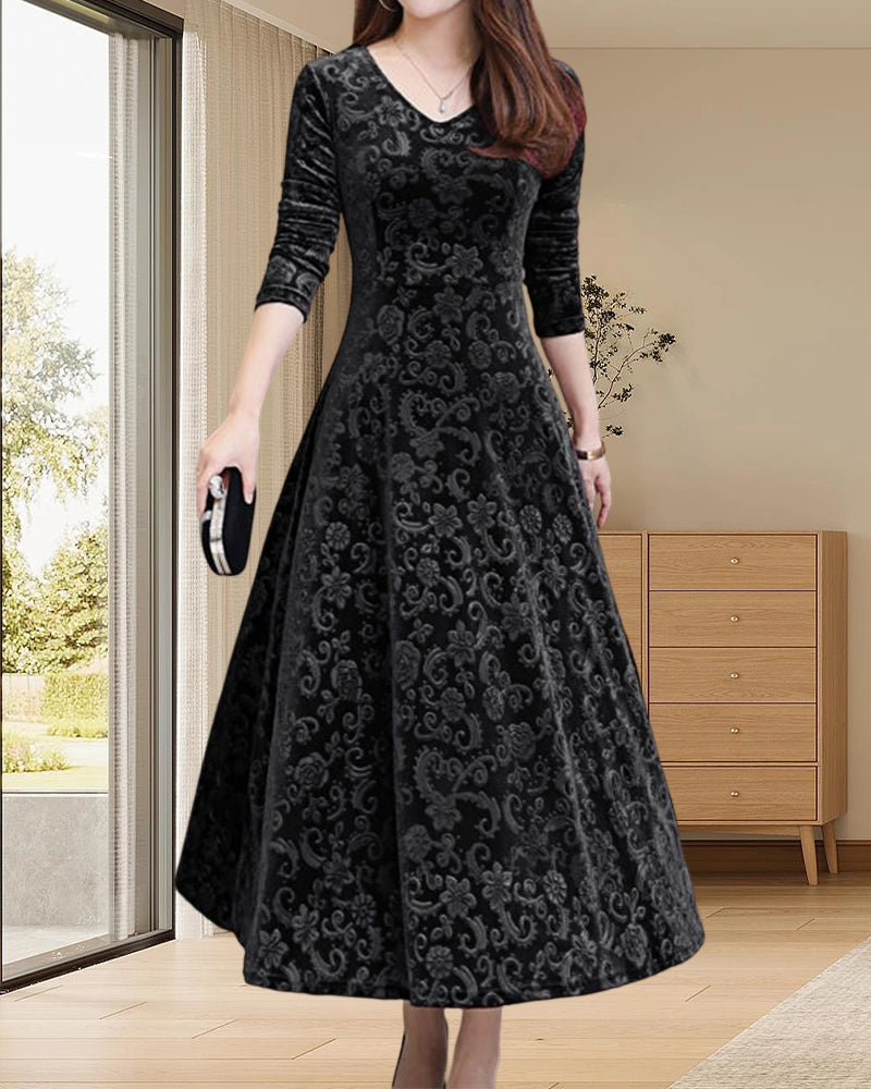 Hölgyek Midikleid A-vonalú fazonnal és V-kivágással – Amara