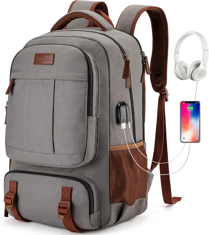 Lopásgátló vászon laptop és utazó hátizsák USB porttal – 17,3 hüvelykig illeszkedik