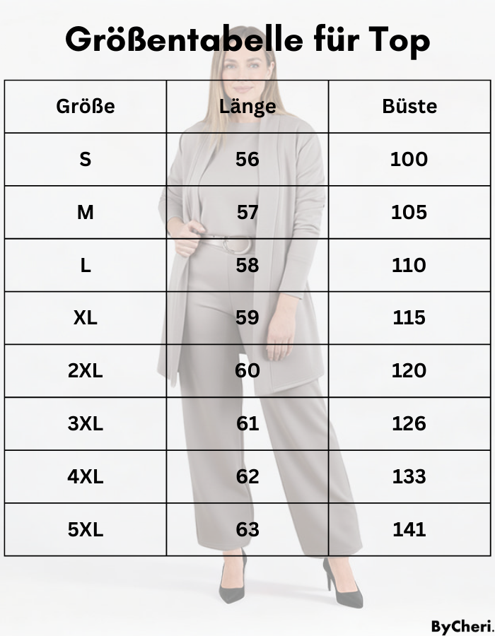 Mérettáblázat a felsőhöz S-től 5XL-ig.