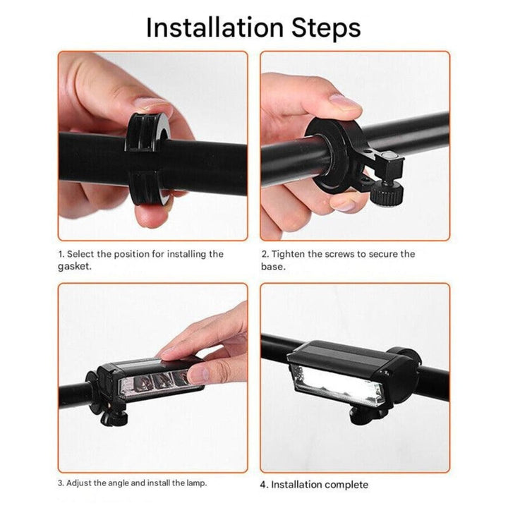 Superfényes 180°-os kerékpárlámpa beépített akkumulátorral – Luminor