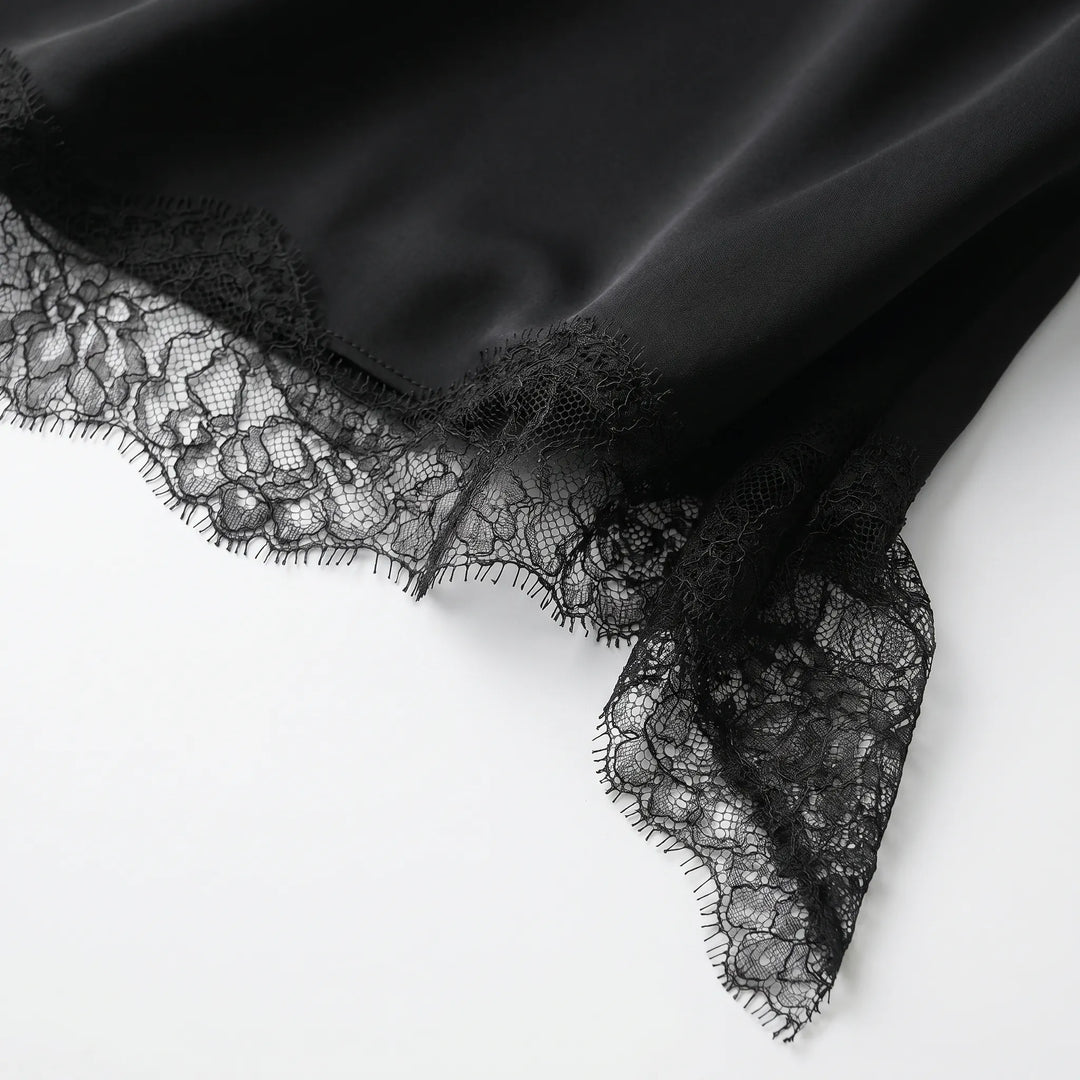 Asymmetric Lace Slip Dress -  Mable