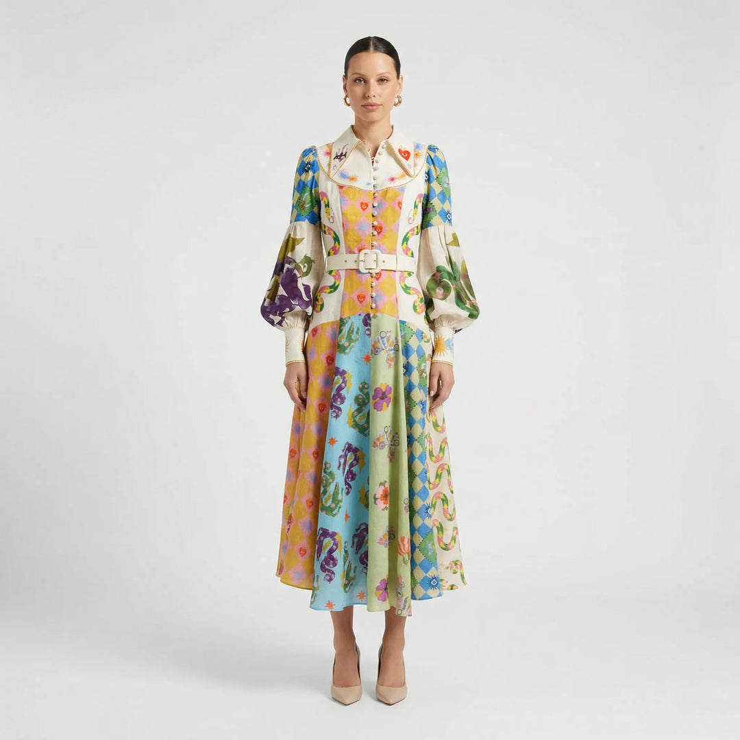Ausgestelltes Midi-Kleid Mit Grafischem Allover-Print - Natasha