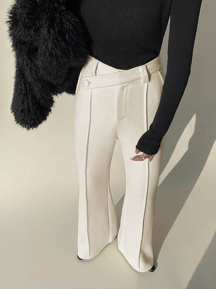 Fehér Magas Derekú Nadrág Széles Szárral Nőknek - Amara