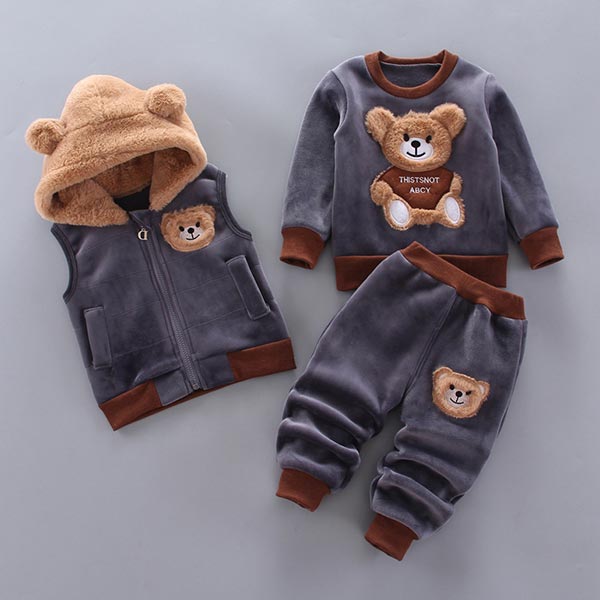 Három részes bébi- és kisgyermek szett mackó mintával – BearHugs