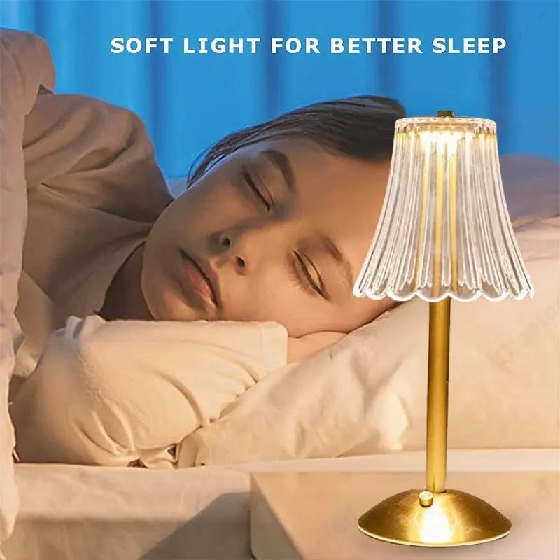 Vezeték nélküli Asztali Lámpa Kristály Díszítéssel és Dimmelhető Világítással - GlamLight