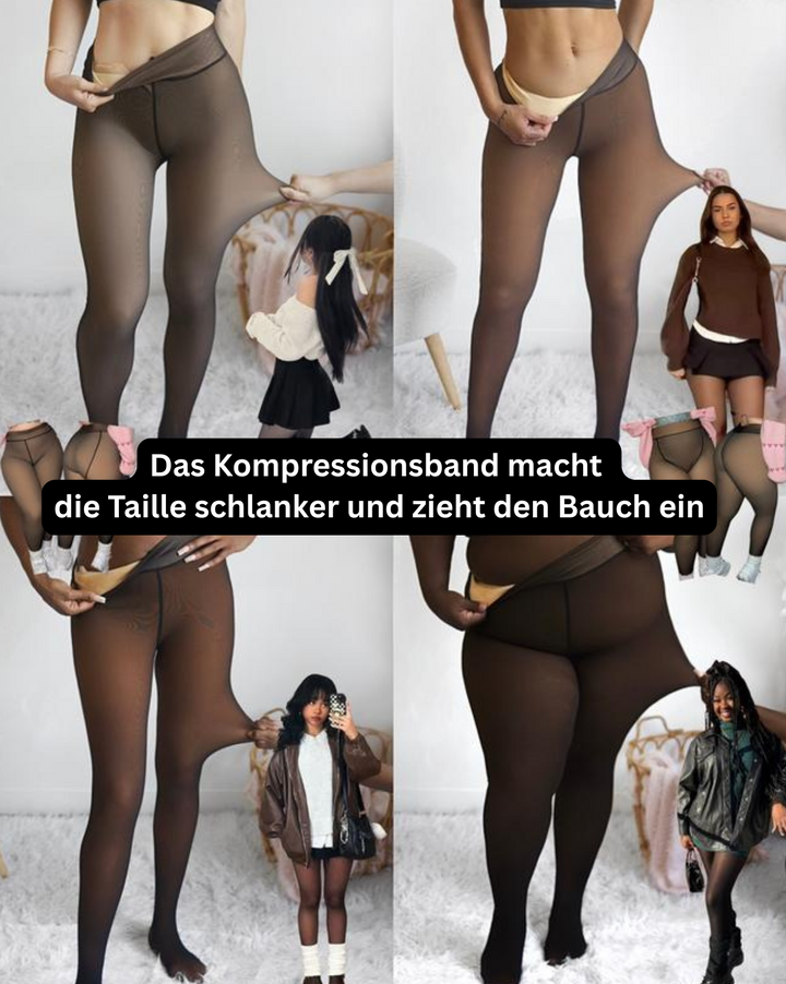 Thermo leggings részlet, barna változatban, a belső bélés és a rugalmasság látható
