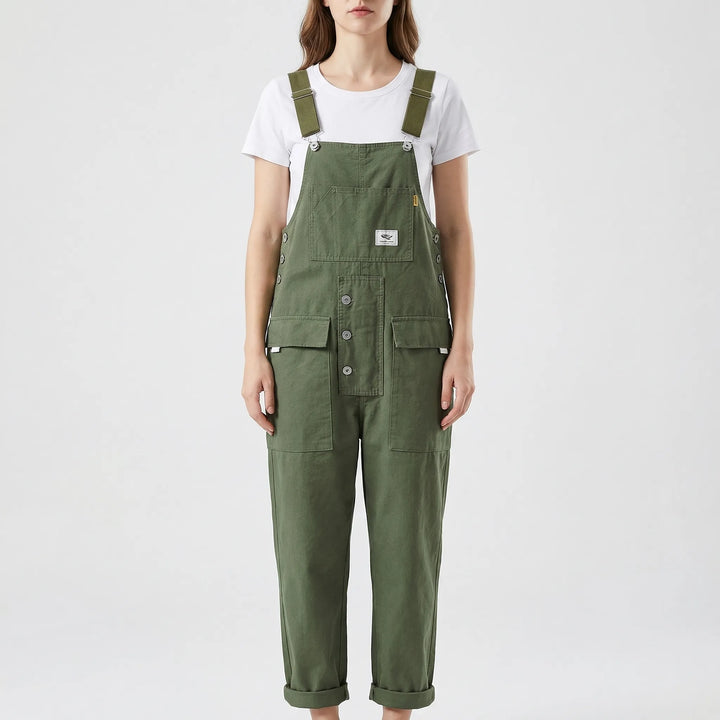 Bib-Front Dungarees With Chest Pocket - Amber