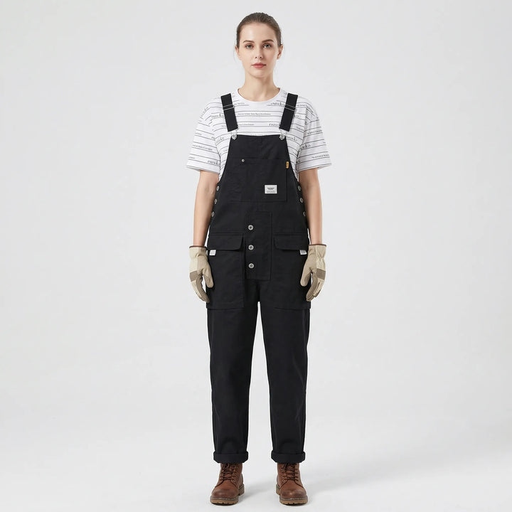 Bib-Front Dungarees With Chest Pocket - Amber