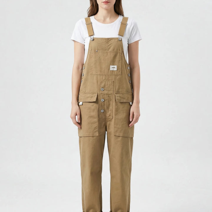 Bib-Front Dungarees With Chest Pocket - Amber