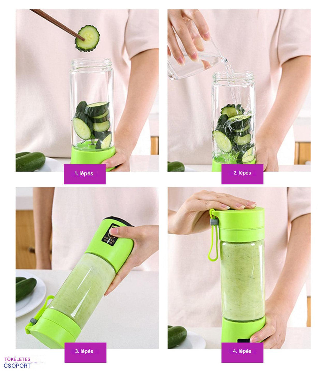 Hordozható Smoothie Készítő Italfunkcióval - FreshBlend To-Go