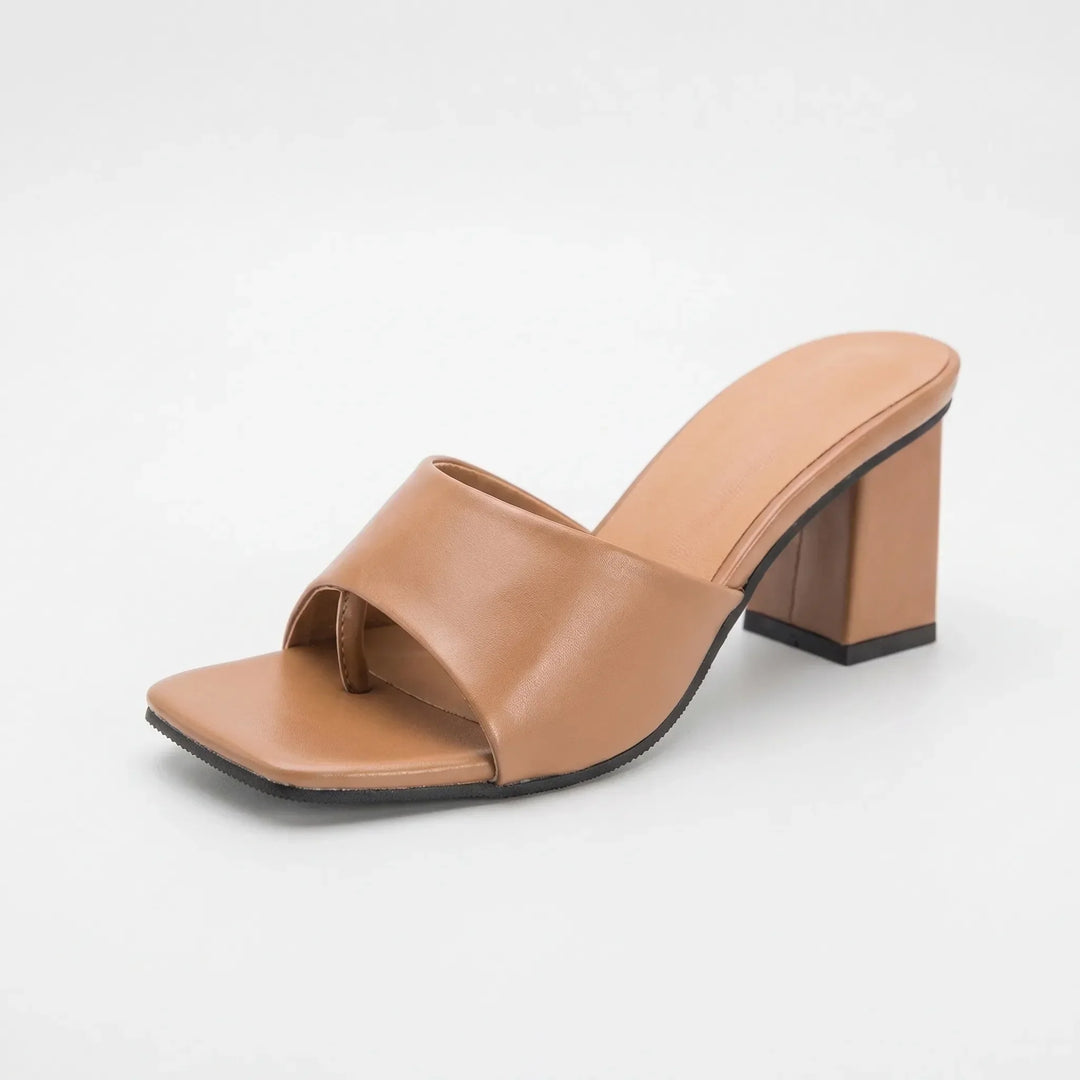 Block Heel Open-Toe Mule Sandal - Irene
