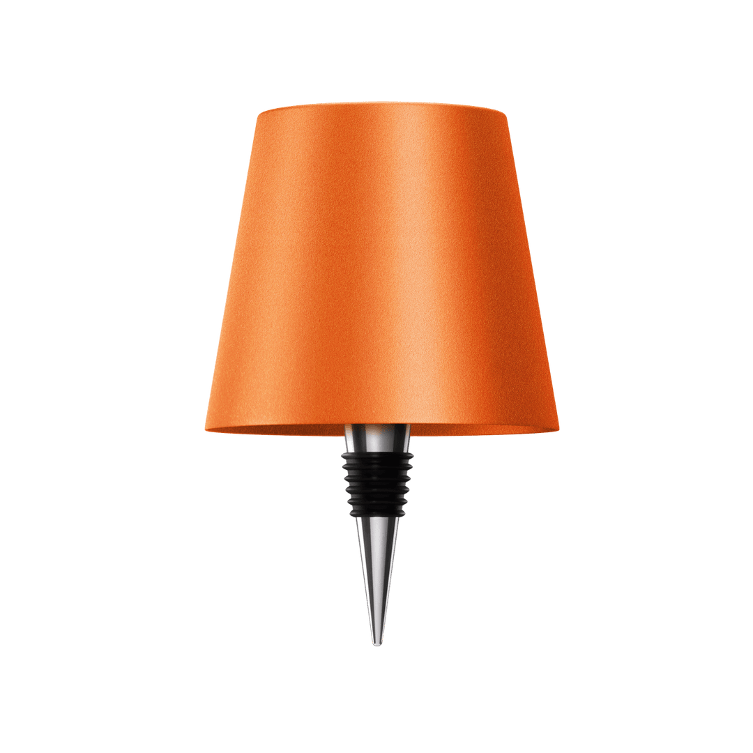 Orangefarbene Flaschenlampe, transparent, modern, für stilvolle Beleuchtung, Kunststoff.