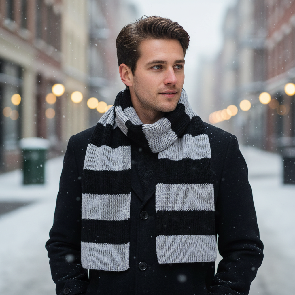 Dicke Chunky Gestrickter Schal - WarmStripe