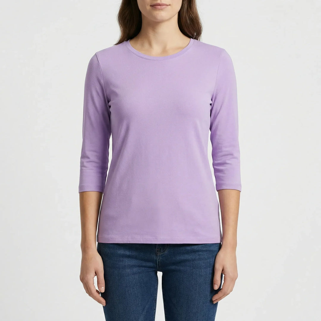 Effen Damesshirt Met Ronde Hals - Adrienne