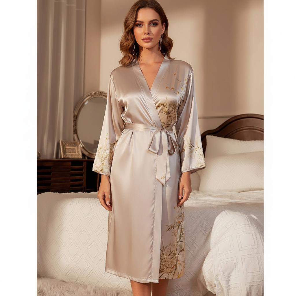 Eleganter Satin Bademantel - Lara