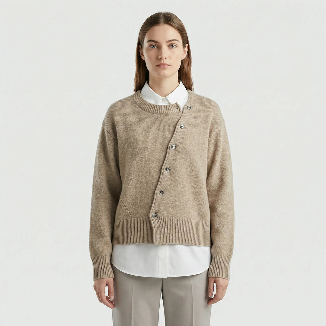 Eleganter Wickelstrickjacke Mit Knopfdetail - Marcella