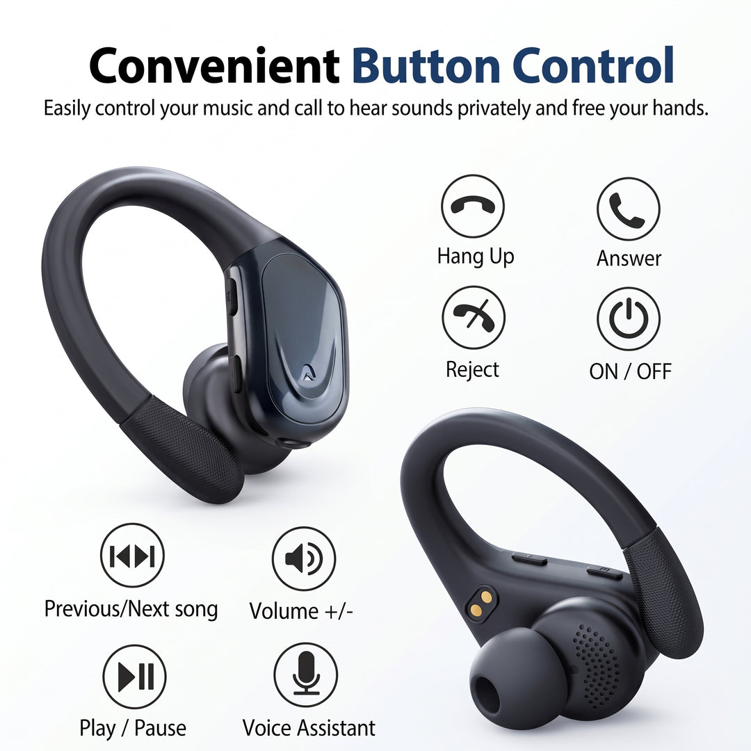 Bluetooth 5.3 Sport Fülhallgató Mikrofonnal, LED Tokkal és 75 órás Lejátszással – 1+1 INGYEN
