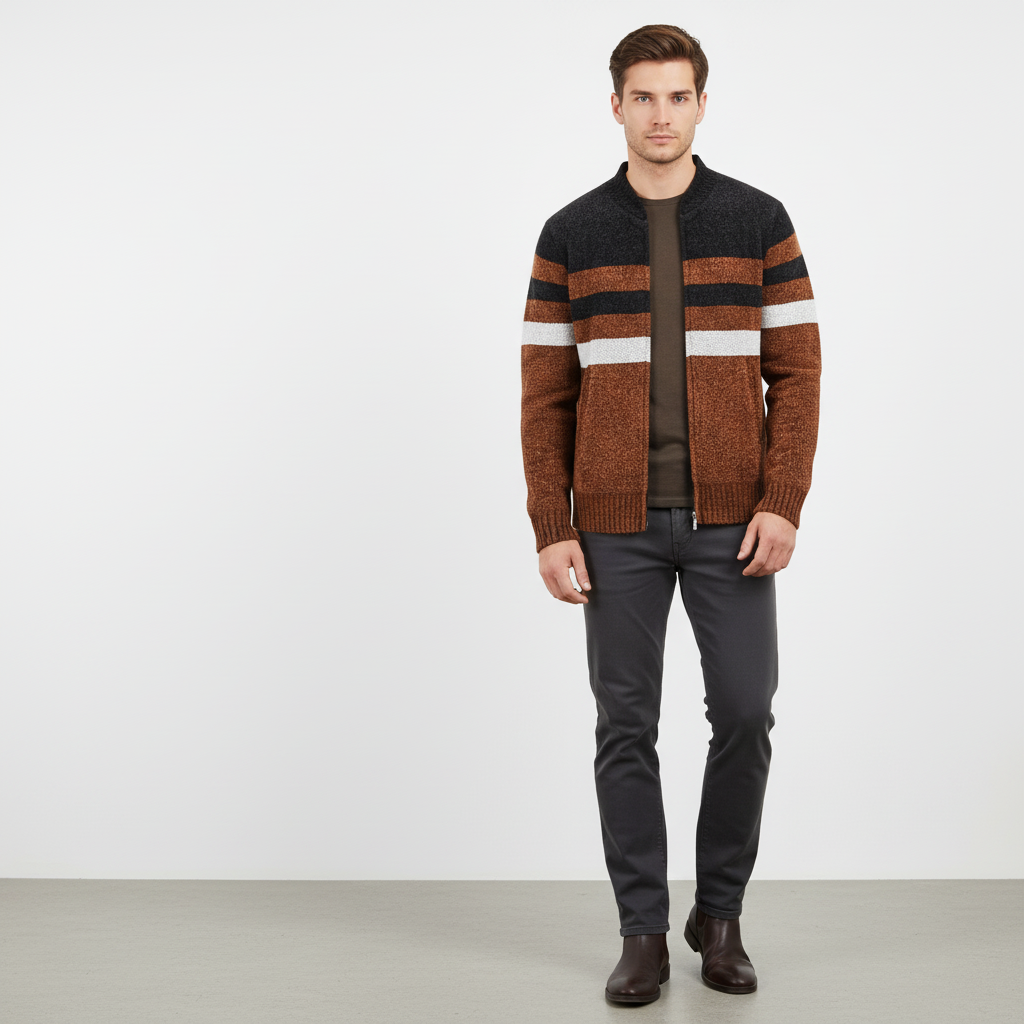 Gestreiftes Herbstvest - WarmKnit