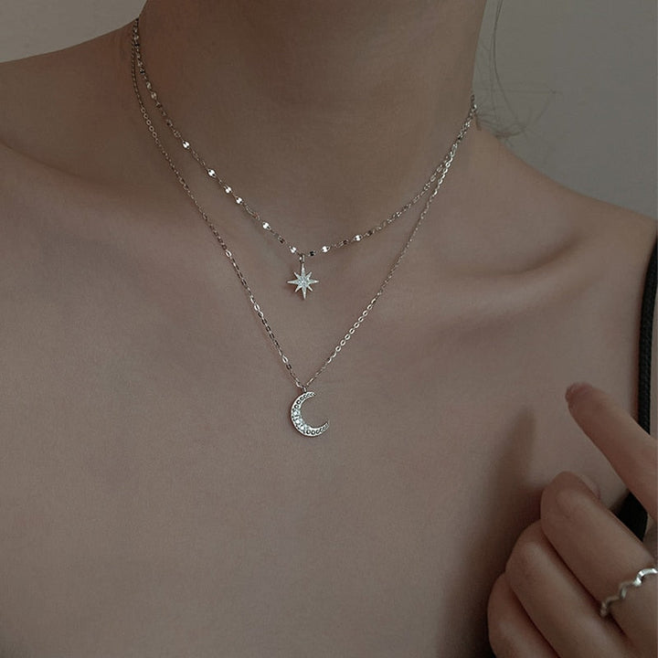 Oppelmond | Kétsoros Hold Nyaklánc Light Ezüst