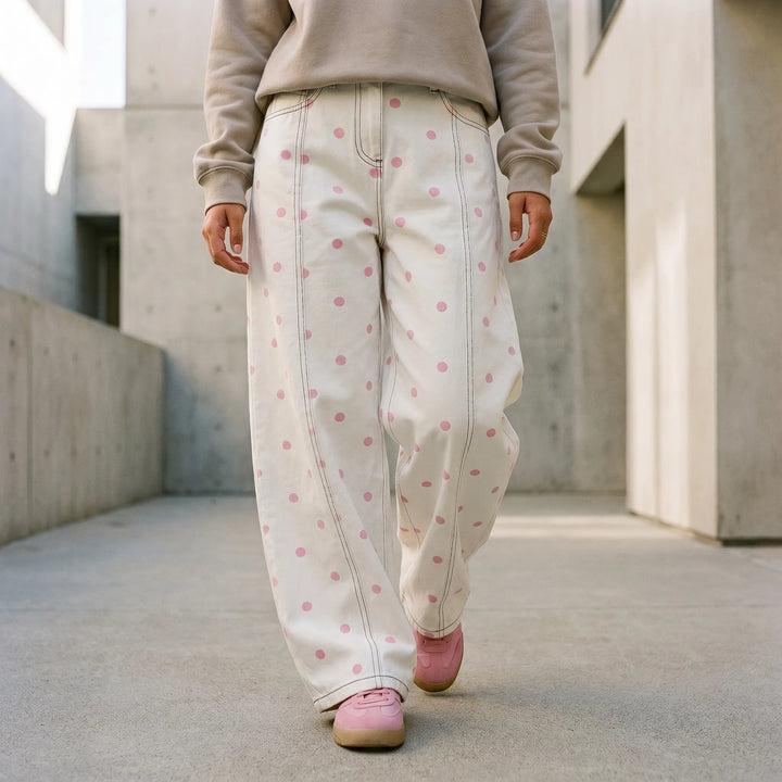 High-Waisted Barrel Trousers -  Sophia