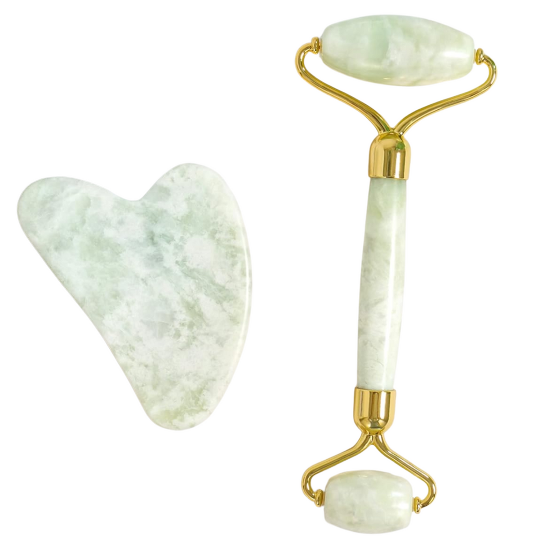 Instant Glow Gua Sha & Jade Roller Szett