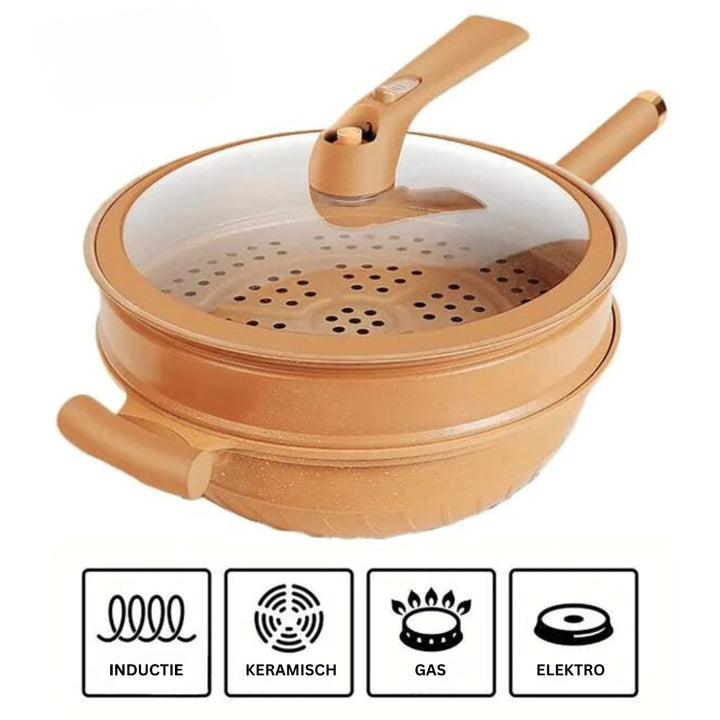 Többfunkciós Wok serpenyő tapadásmentes bevonattal - CookFlex