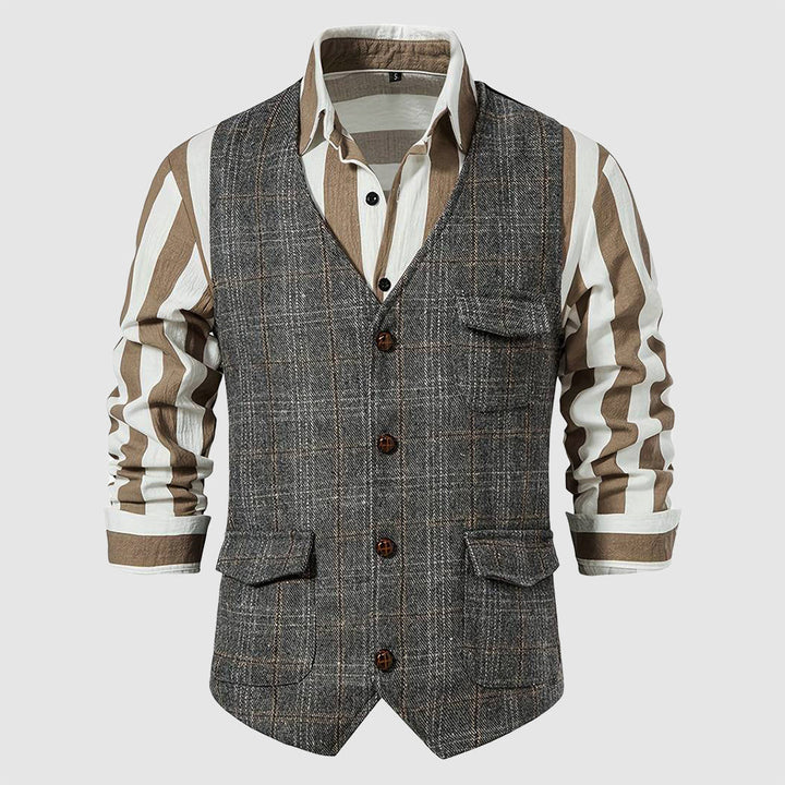 Vintage Férfi Mellény Kockás Mintával – Henri