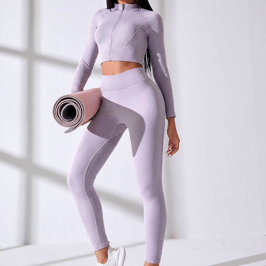 Langarm Crop Top Set - FitAura
