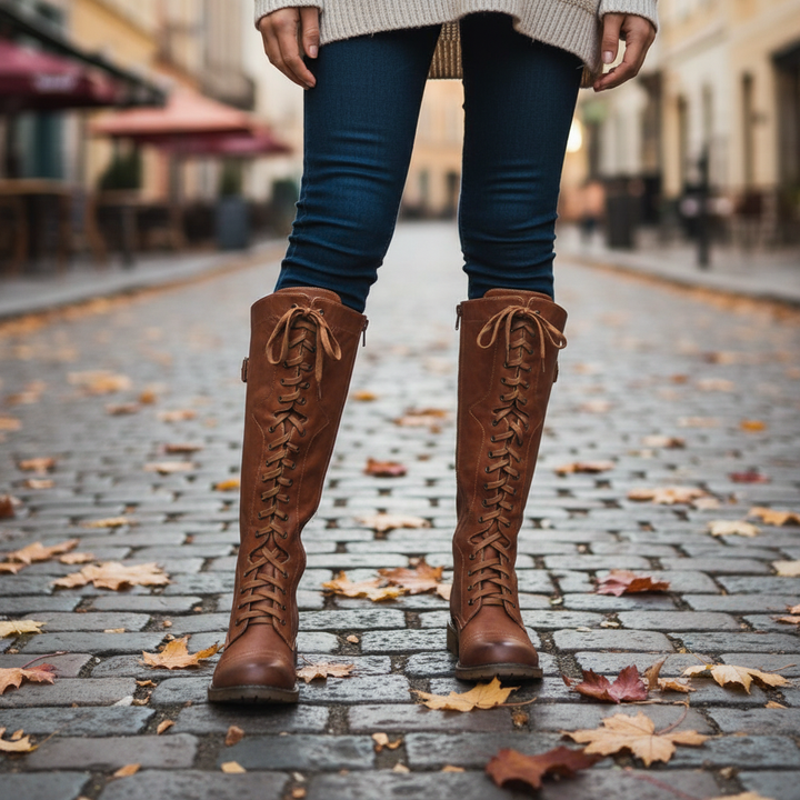 Lederstiefel Mit Schnürung - Gabriele