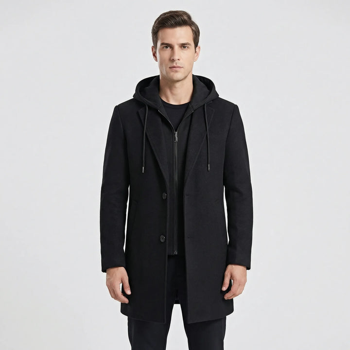 Long Line Hooded Men's Coat - Hugo