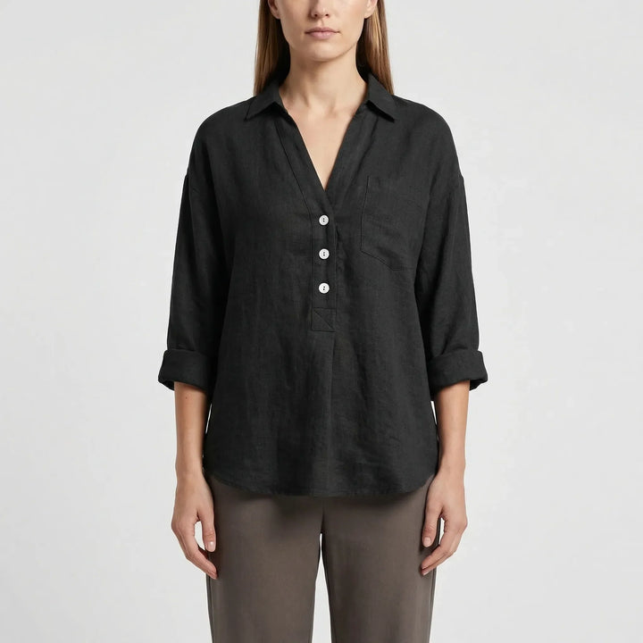 Losse Blouse Met Lange Mouwen En V-Hals - Vicky