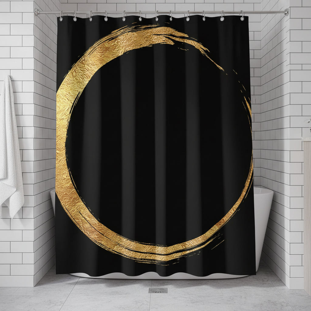 Luxuriöser Golddruck Duschvorhang - AureoRing